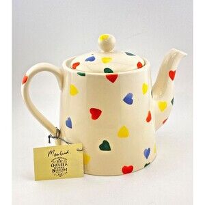 NWT Moorland Staffordshire TEA POT Chelsea Works Burslem ENGLAND Rainbow Hearts